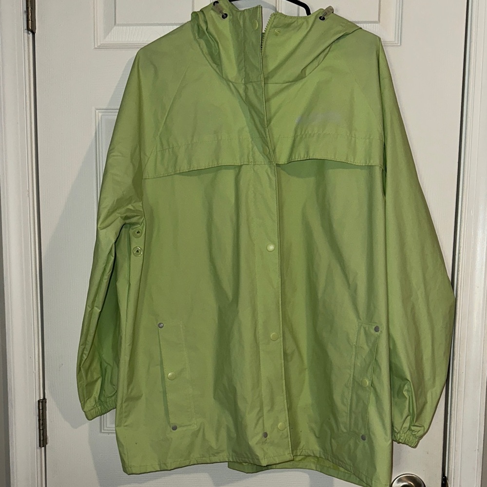 Columbia Light Green Utility Rain Jacket with Hood
